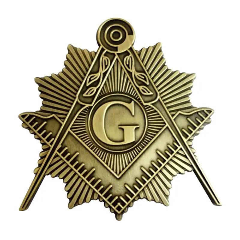 Emblema per Auto massonico da 3 "bussola simbolo di muratore in oro antico e distintivo adesivo per decalcomania moto Auto camion quadrato con adesivo rosso