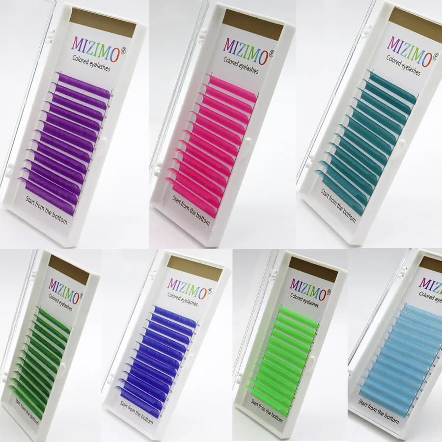 MIZIMO 8-15mm Colore innesto ciglia Azzurro visone artificiale Capelli Estensione ciglia finte Strumento di bellezza