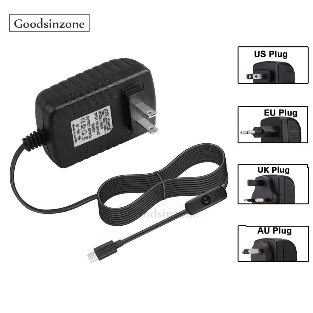 Raspberry Pi 4 Model B USB Type-C 5V 3A USB-C Charger Adapter for Raspberry Pi 4B / Pi4
