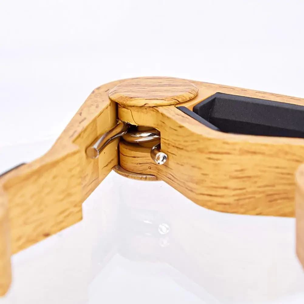 Capotasto per chitarra 3 in 1 in lega di alluminio multifunzione con venature del legno con estrattore per perno Capotasto portatile per chitarre elettriche