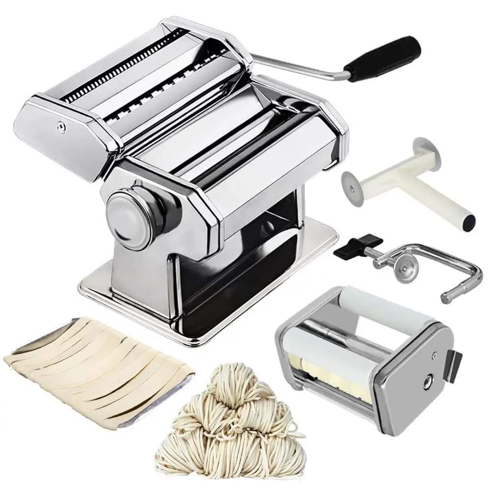 Macchina per Pasta in Acciaio Inox, per Lasagne, Spaghetti, Tagliatelle, Ravioli e Dumpling, con Due Lame