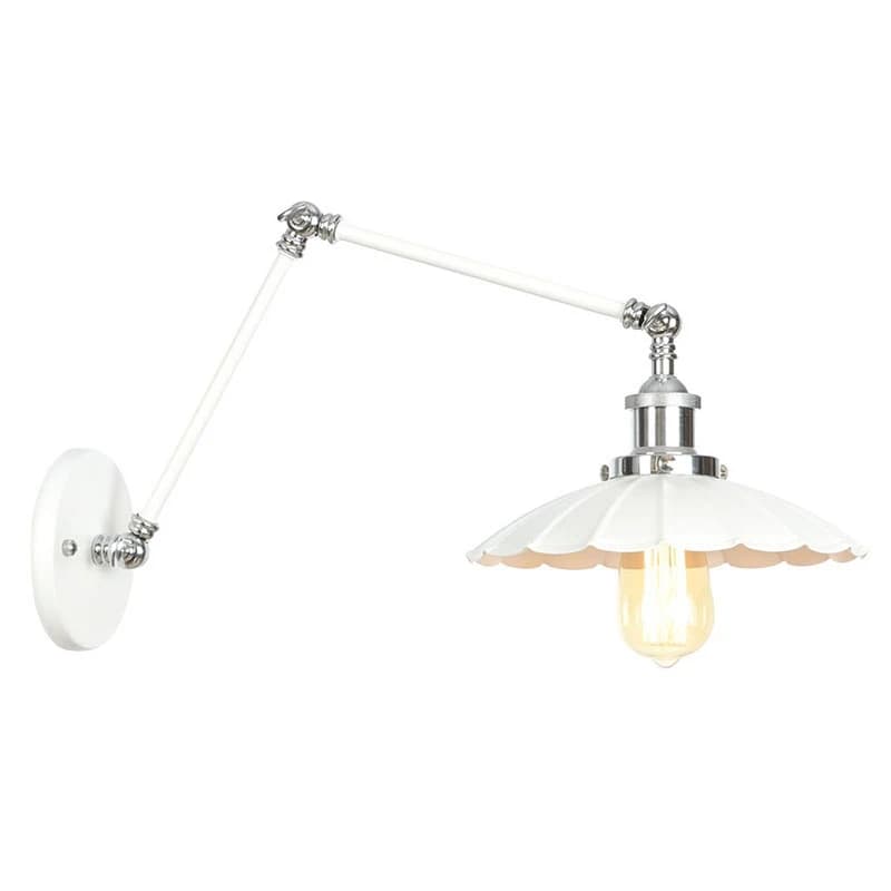 Vintage Lampada Da Parete In Ferro Bianco Paralume Doppio Telescopica E27 HA CONDOTTO LA Lampadina Studio/Camera Da Letto/lampada da Comodino Moderna Applique Da Parete per Interni retro
