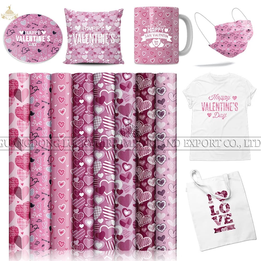 Lucky Goddness San Valentino Inchiostro per trasferimento di cartoni animati 12x12 in carta per sublimazione per trasferimento di calore rosa Love per magliette con stampa per tazze