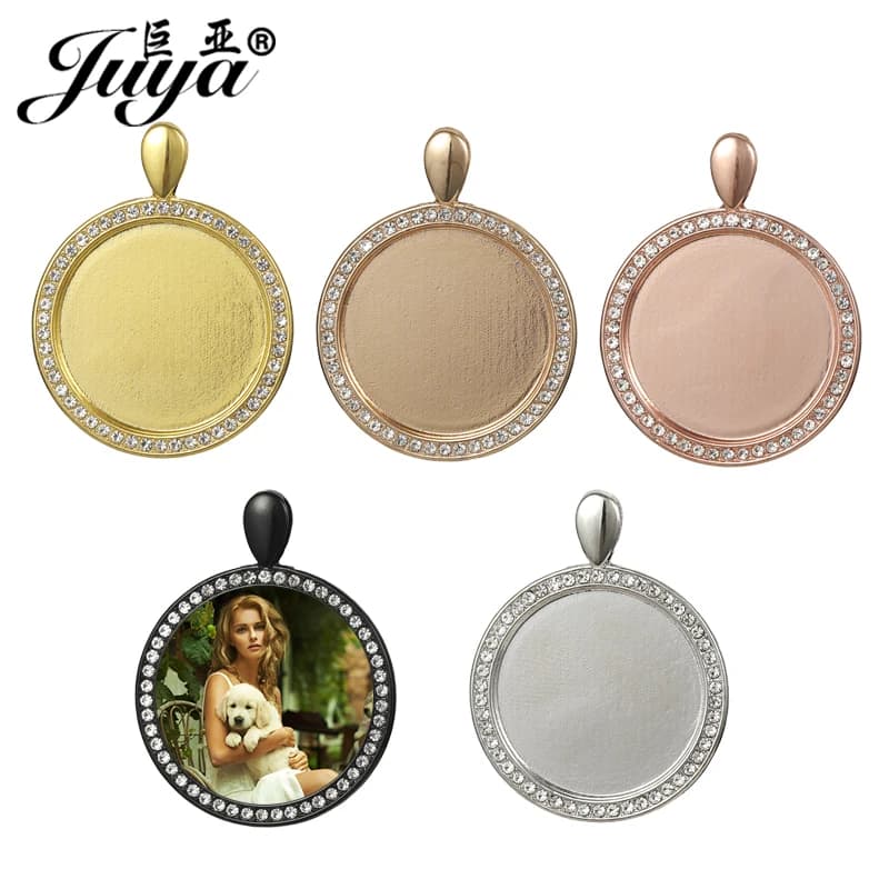 3pcs/lot 25mm Pendant Cabochon Base Settings High Quality Zircon Blank Tray Charms For Diy Jewelry Making Findings Accessories