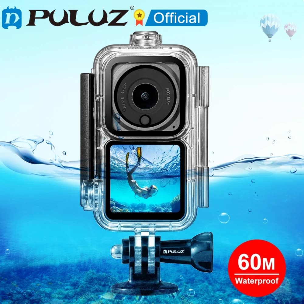 PULUZ 60m custodia subacquea impermeabile per DJI Action 2 Camera Unit / Power Combo/Cover subacquea combinata a doppio schermo