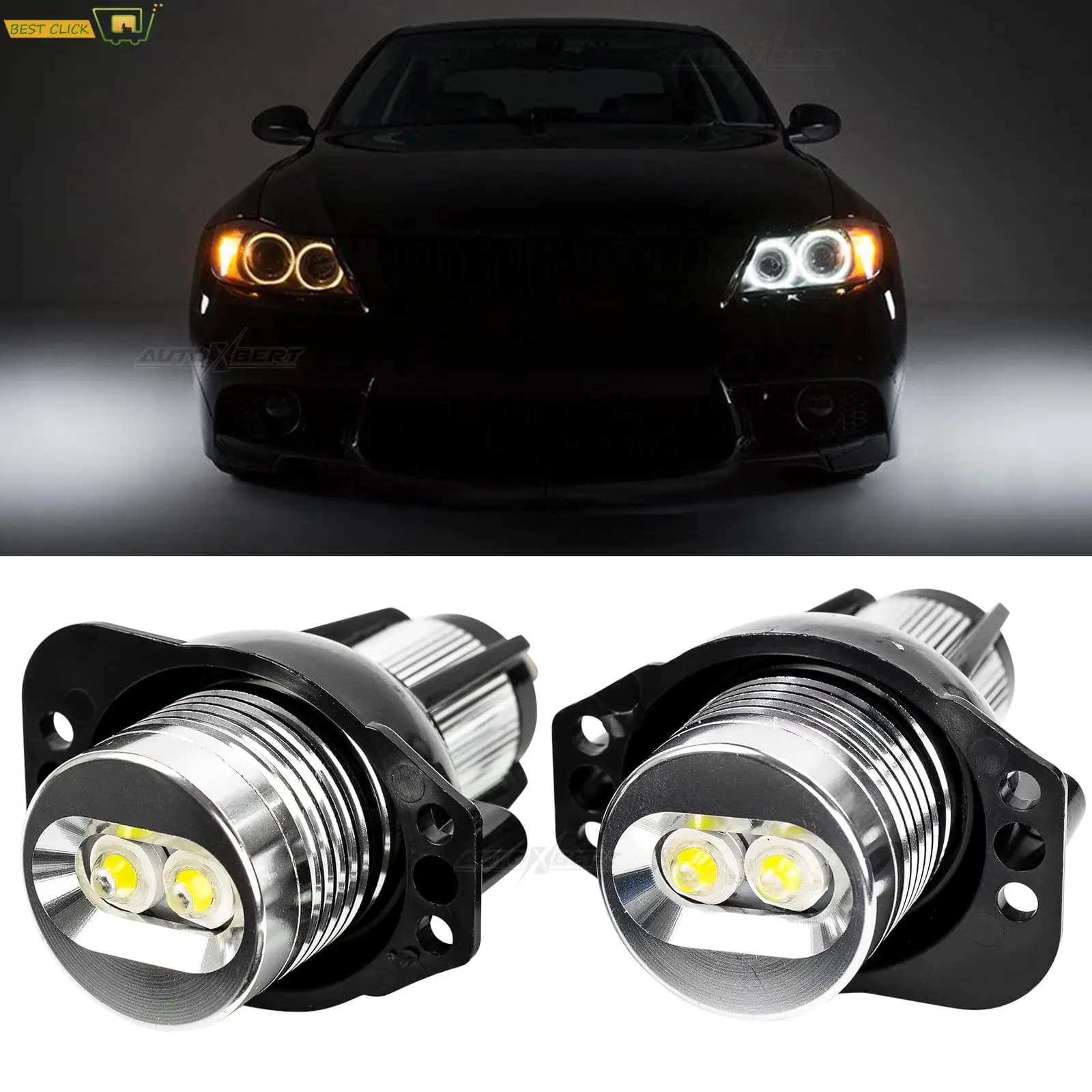2 pezzi auto LED Angel Eyes luce Halo anello faro assemblaggio lampadine lampada per BMW Serie 3 E90 E91 2005-2008 accessori bianco 6000K