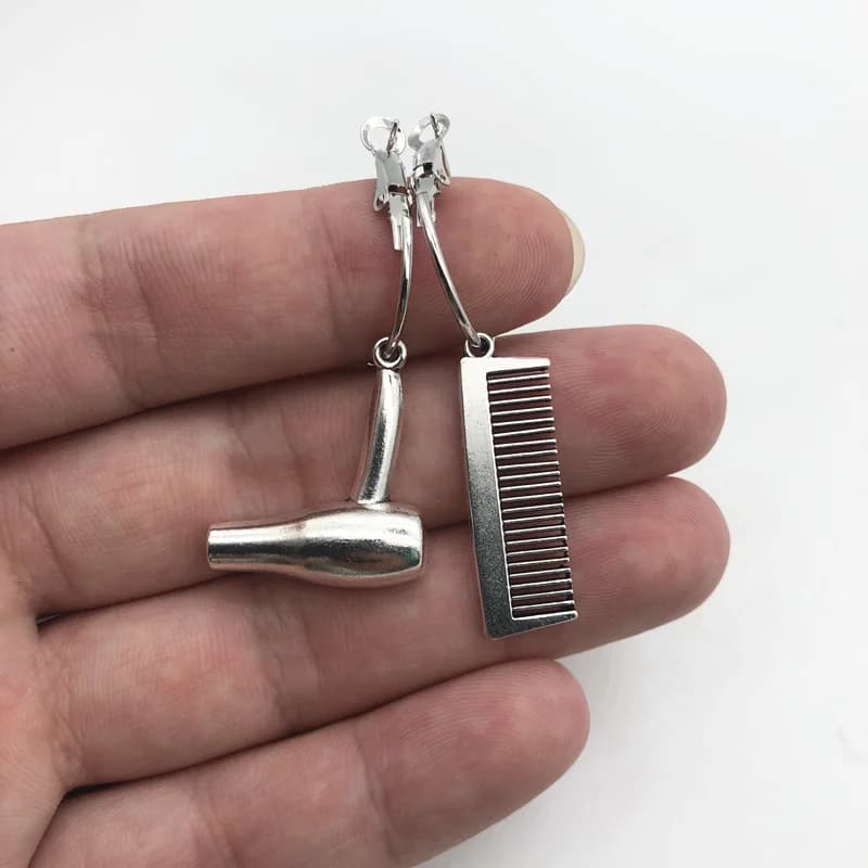 Nuovi orecchini pendenti creativi per asciugacapelli pettine piccoli orecchini a cerchio barbiere fascino gioielli regali per orecchini da donna