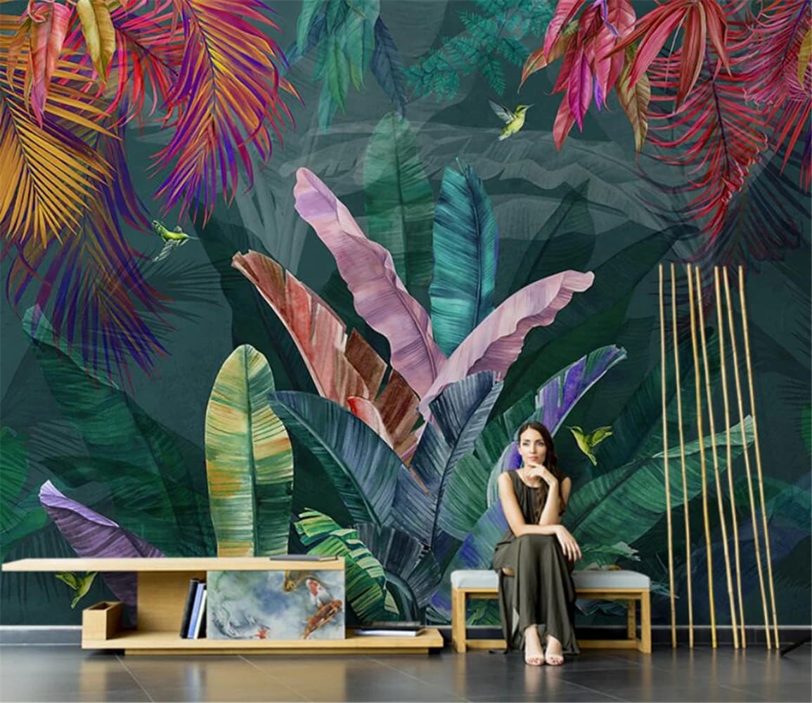 Piante personalizzate foglia di banana papel de parede 3d carta da parati murale soggiorno arredamento TV sfondo foglia di palma rivestimento murale adesivi