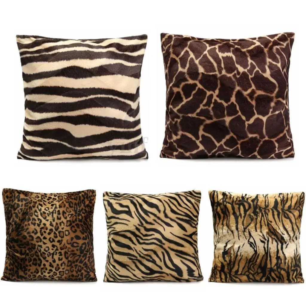 Cuscino decorativo per divano lounge con federa quadrata con stampa leopardata e zebrata su un lato, incluso cuscino con stampa animalier, decorazioni per la casa