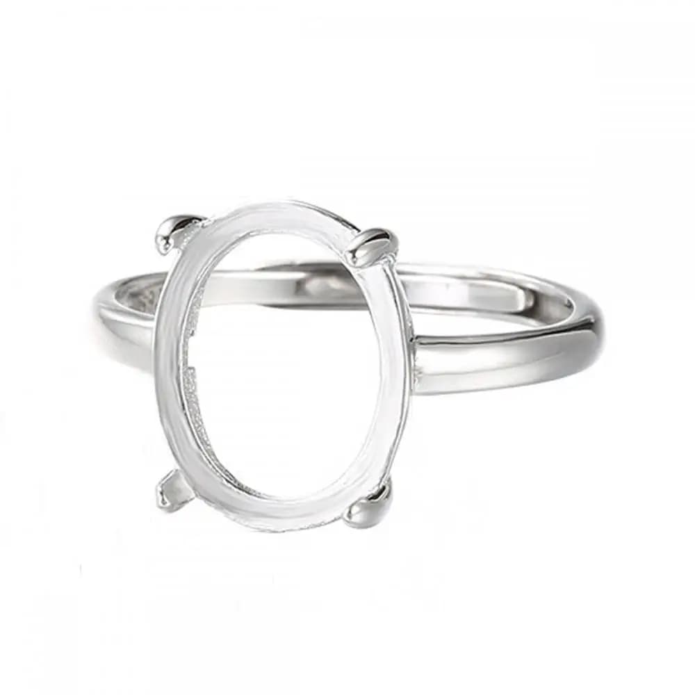 925 Sterling Silver Adjustable Ring Blank for 6X8/8X10/10X12/10X14/12x16/13x18mm Oval Gemstone Ring Cabochon Mounting Setting