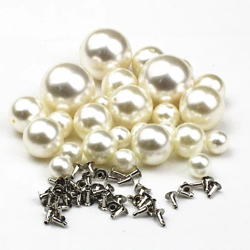 50 pezzi bianco perla 6-20mm perle rivetti pulsante/testa rivetto acrilico per abiti da sposa pantaloni cappello borsa scarpe artigianato decorazione