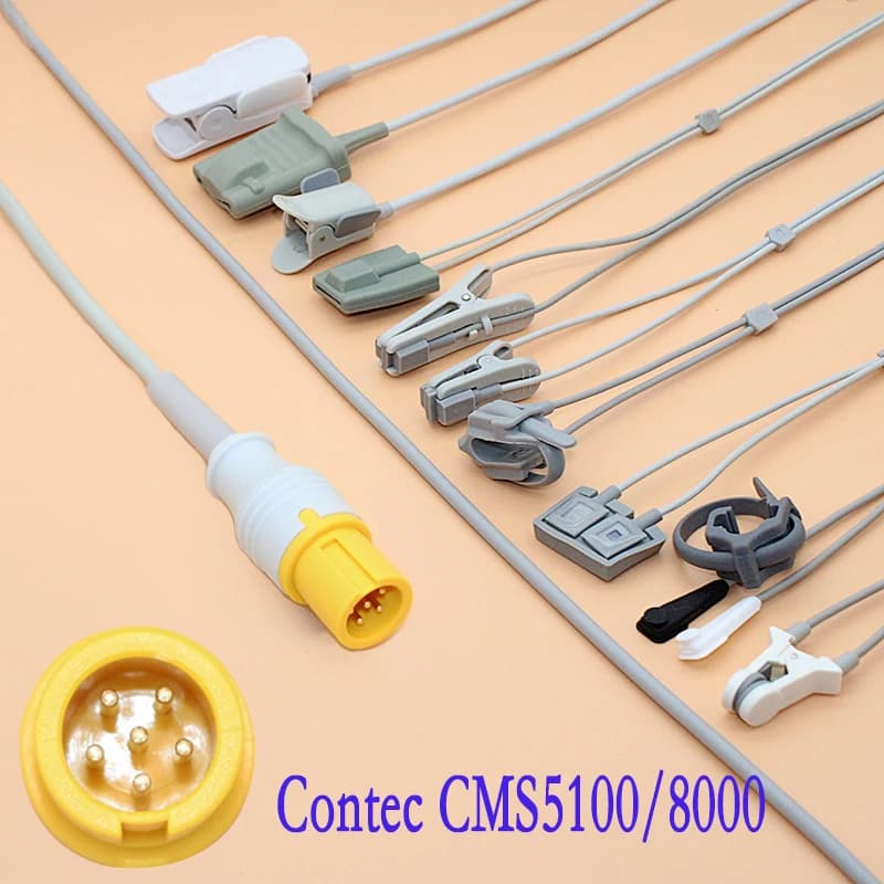 For Contec CMS 5100 8000 Spo2 digital sensor cable for patient monitor, finger/ear pulse sensor probe 6 pin 3 m.