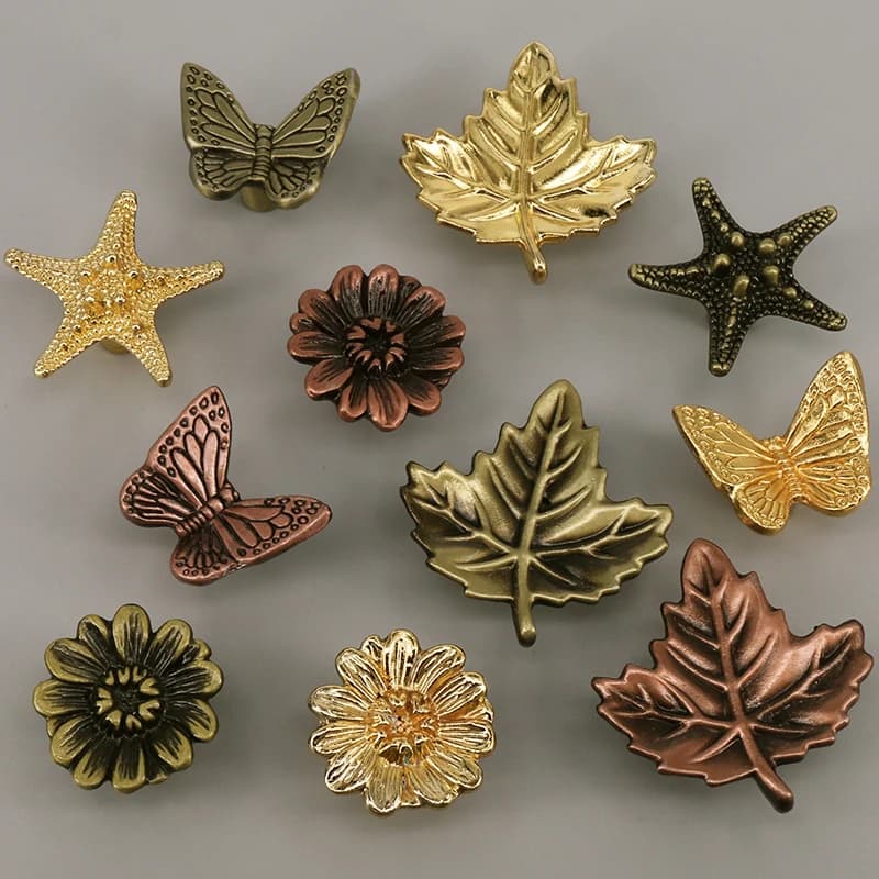 1x pomello e maniglia per armadio in lega di zinco, stella marina, farfalla, cassetto, cucina, pomelli in bronzo nero dorato per porta dell'armadio dei mobili