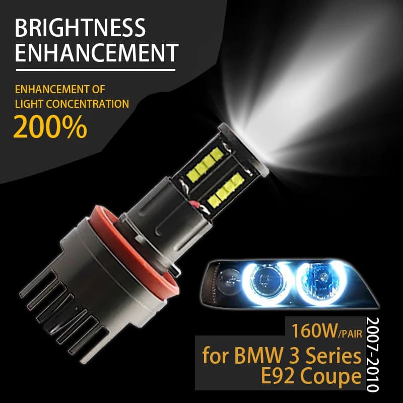 Per Angel Eyes 120W h8 Super White 6000k Ring LED Light per BMW 2007-2010 3 Series E92 Coupe (Pre-LCI) Super Bright