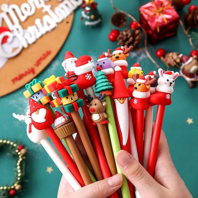 20 pz/lotto Kawaii Christmas Gel Pen simpatico albero di natale renna babbo natale confezione regalo 0.5mm nero penne neutre scuola ufficio stazionario