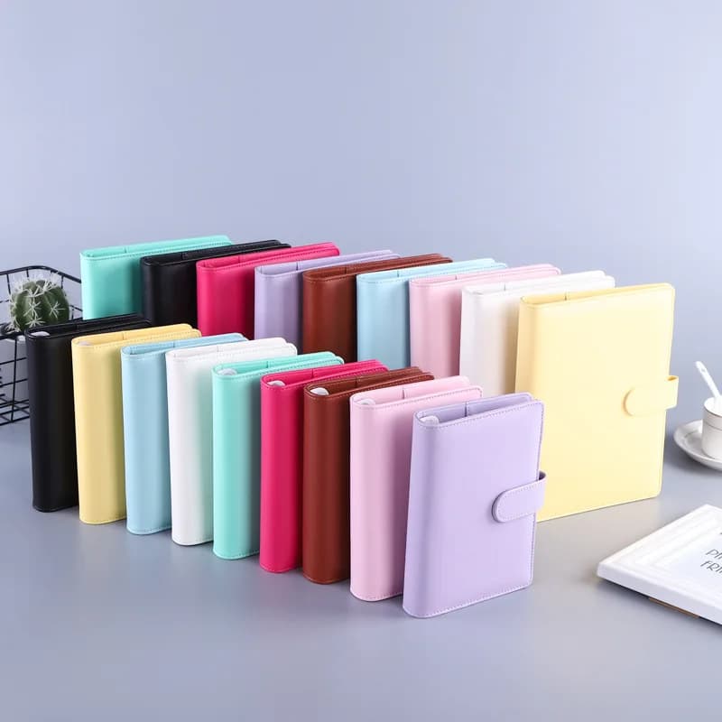 Amaretto colore A6/A5 in pelle PU raccoglitore fai-da-te copertina per Notebook diario Agenda Agenda copertina carta cartoleria scuola