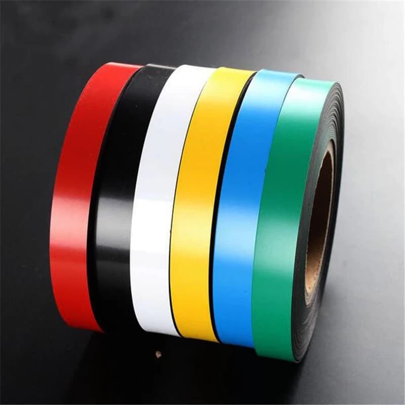 Striscia magnetica 1000mm * 20mm * 1mm Etichetta magnetica flessibile Magneti per frigorifero Porta etichette Applicazione domestica 6 colori disponibili