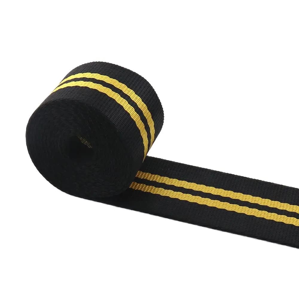 38mm (1,5 '') Nero Giallo Tessitura Striscia di Nylon Tessitura per Borse Cinghia Cintura Nastro Decorazione Fascia Tessitura Nastro Accessorio per cucire