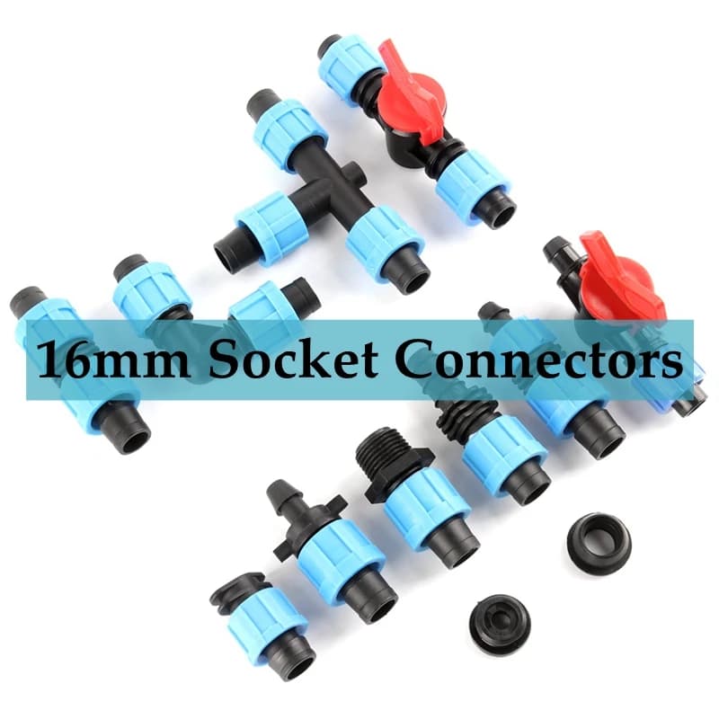 5-10 pcs 16mm garden irrigation tape dripping connector collection home irrigation meadows joints for tube adapters for connector tubes