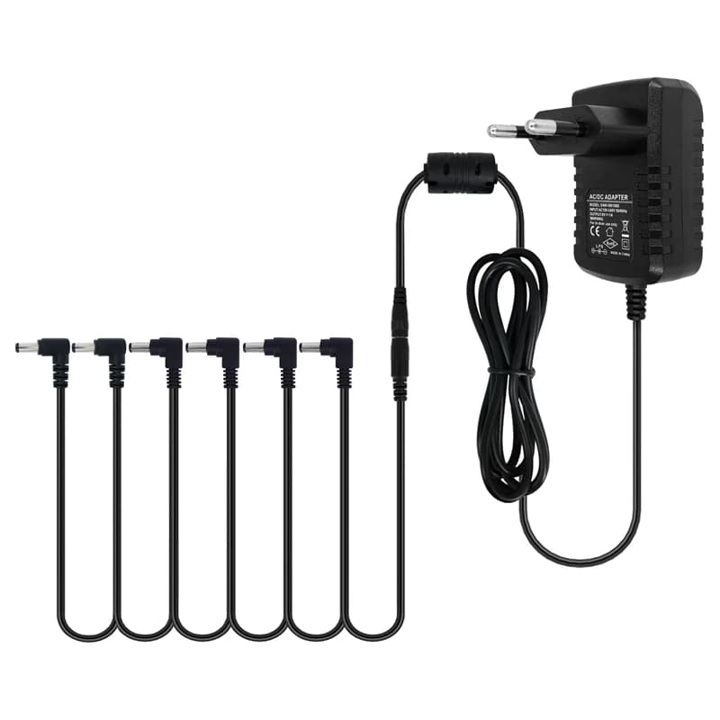 Cavo di Alimentazione per Pedali Effetto, Adattatore per Chitarra Elettrica, Cavo Daisy Chain a 6 Vie, 9V DC 1A, Spina US EU