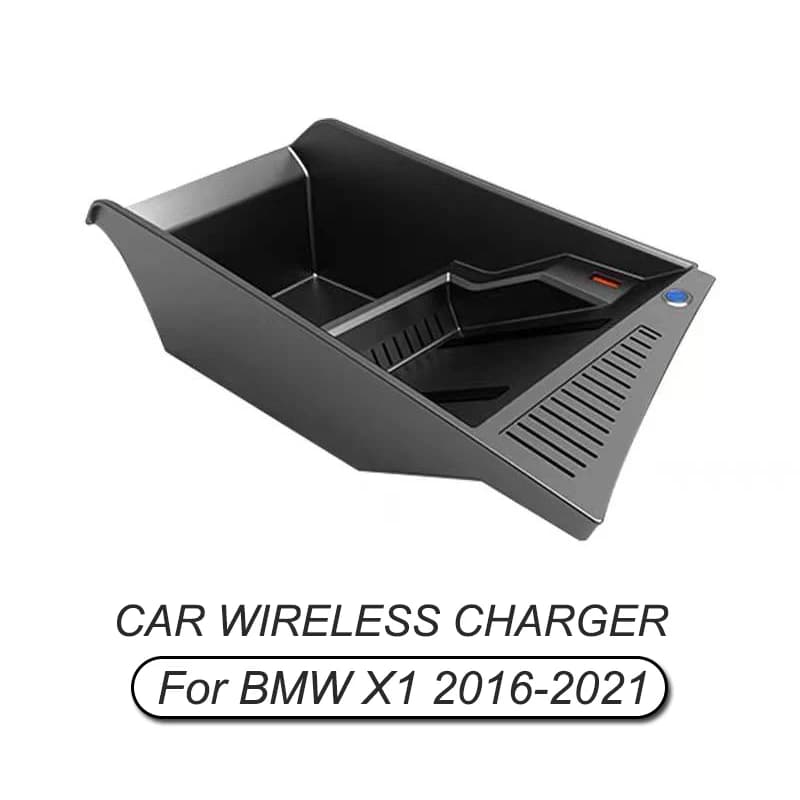 Caricabatterie Wireless QI per Auto 15W per telefono cellulare BMW X1 F48 scheda di ricarica rapida scatola di immagazzinaggio 12V accessori Auto 2016-2021