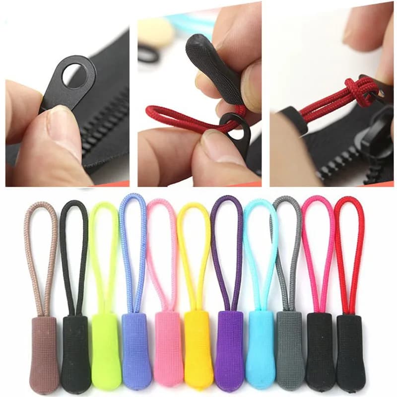 10 pcs Spare Clip Zippered Buckle Pull Puller End Fit String Tag Fixer Zip Cord Tab Travel Bag Backpack
