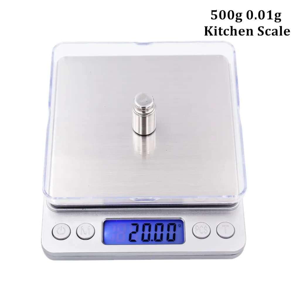 500g/0.01g Digital Balance LCD Electronic Balance Portable Pocket Platform Scale With 2 Trays