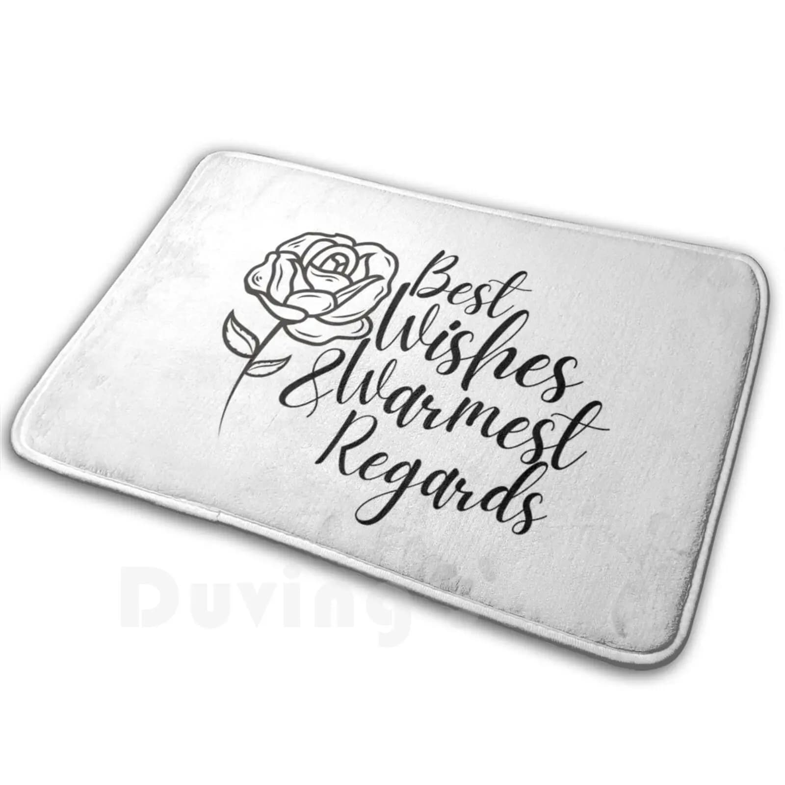 "Best Wishes Warmest Regards" Tappeto con stampa rosa Tappetino morbido David Rose Alexis Motel Apothecary Best Wishes