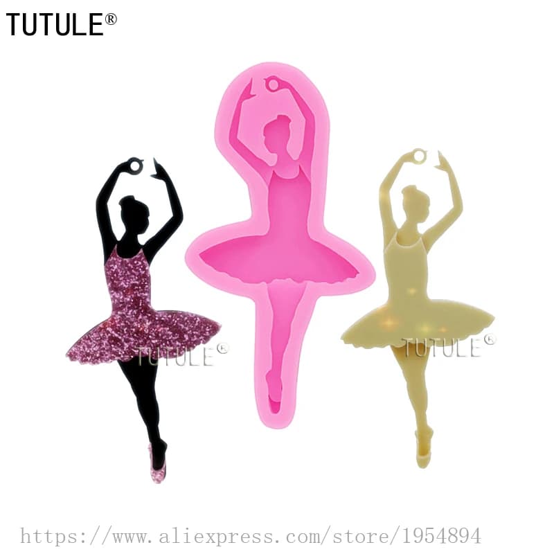 Gadget, Ragazza da balletto, Stampo portachiavi ballerina lucido, Creazione di gioielli epossidico glitterato, Stampi per orecchini in argilla polimerica fondente