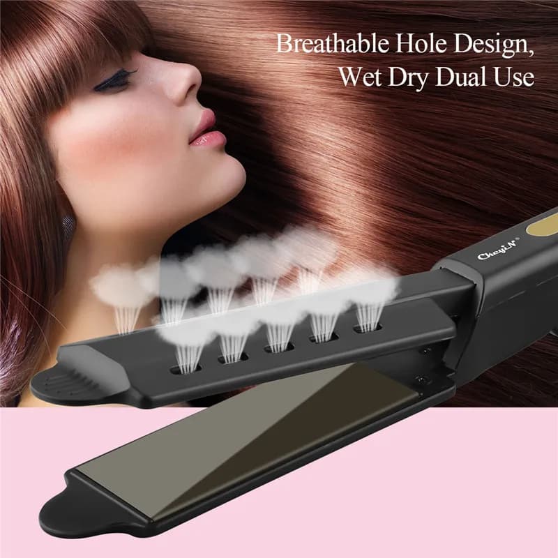 Professional Titanium Alloy Hair Plate with Adjustable Temperature and Ventilation Holes