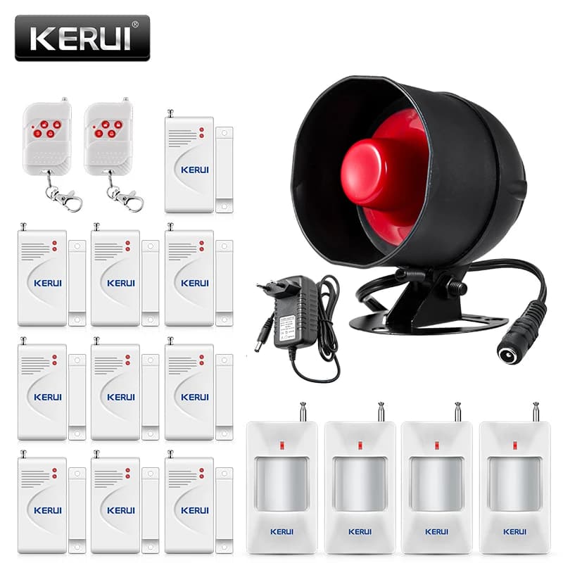 KERUI sistema di allarme di sicurezza autonomo sirena Wireless sensore di movimento allarme locale sirena avvisatore acustico con Kit di allarme fino a 100db