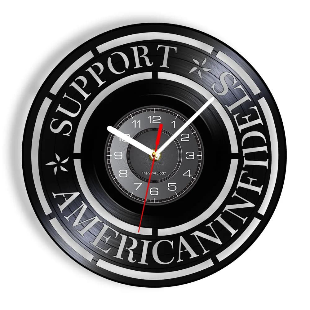 American patriotic vinyl watch with U.S. political design, made with recycled music discs