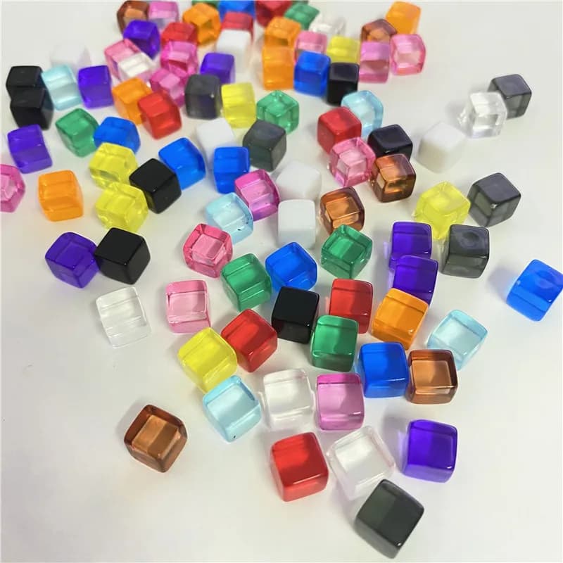 100 Pz/set 8mm Acrilico Trasparente Grigio Quadrato Angolo Colorato Dadi Pezzo degli Scacchi Ad Angolo Retto Cubo Setaccio Per Il Gioco Di Puzzle
