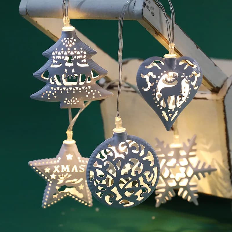 10 luci a stringa a LED in ferro, lampada a sfera a bolle, illuminazione natalizia, ghirlanda, batteria interna per la decorazione di nozze di Natale