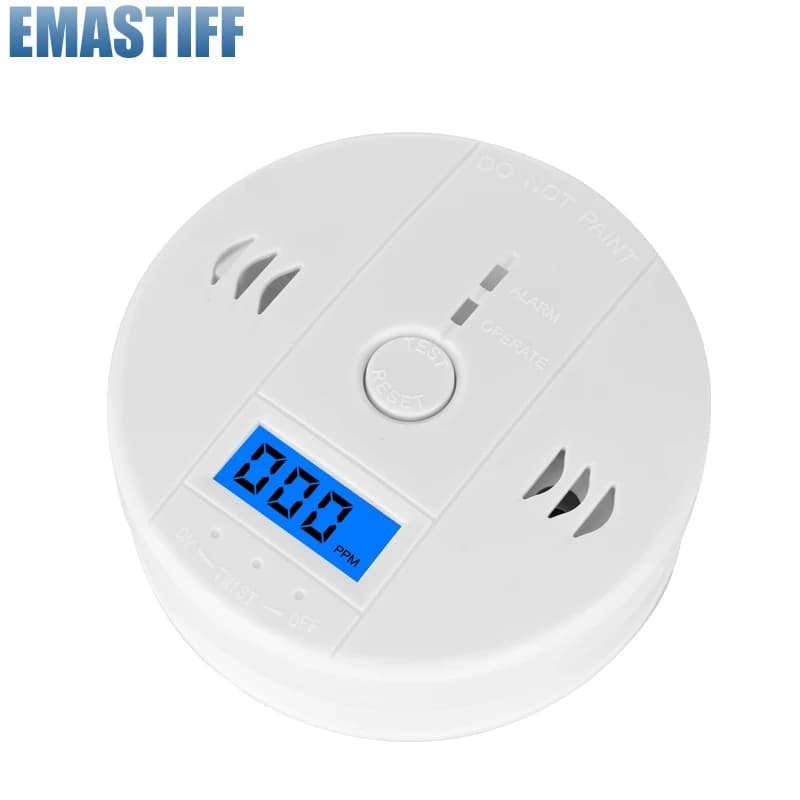 Spedizione gratuita! Sensore CO LCD Funziona da solo Suono della sirena integrato da 85 dB Rilevatore di allarme di avvertimento di avvelenamento da monossido di carbonio indipendente