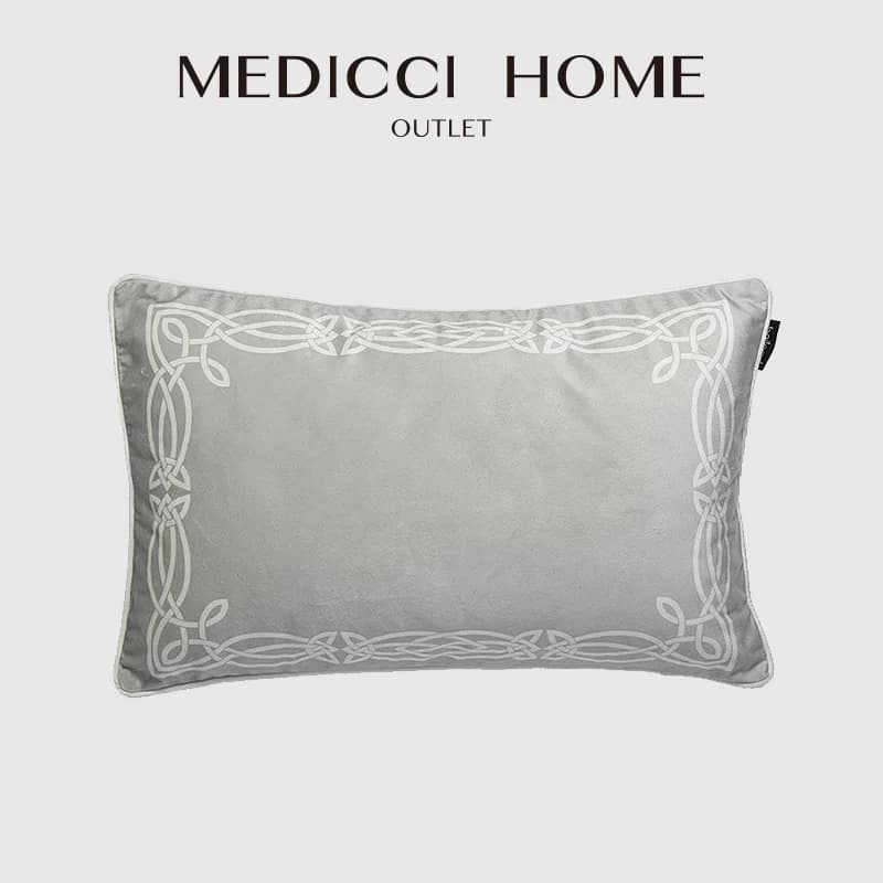 Medicci Home Federa per cuscino lombare Stile metropolitano europeo Velluto grigio Stampa Accento Fodera per cuscino rettangolare decorativa 35x55 cm