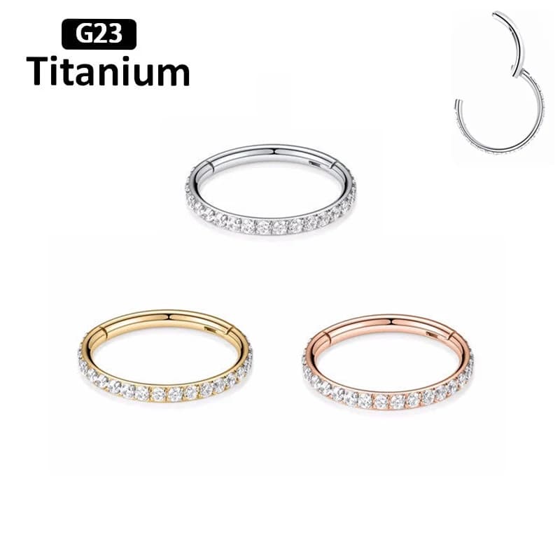 1PC G23 Titanio Piercing CZ Pietra Hight Segmento Anelli Aperto Piccolo Setto Cerchio Anello Al Naso Orecchini Helix Lobe Labbro Orecchio Gioielli per il corpo