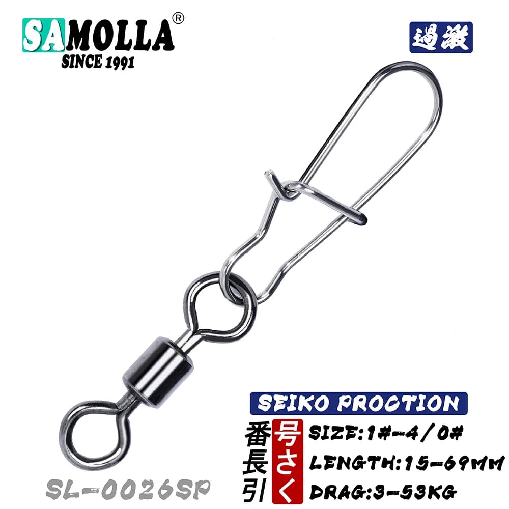 30 pcs/box High Strength Fishing Connectors Accessories Solid Ring Bearing Rotating Snap Pins Stainless Steel Brass Equipment