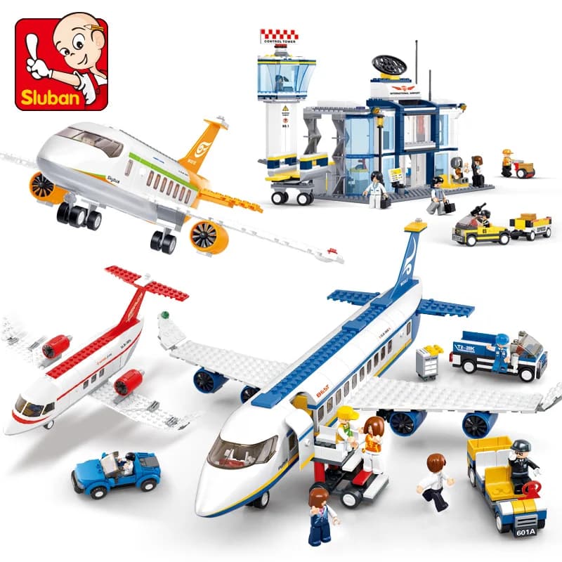 Ad alta tecnologia Avion Cargo Aereo Aereo di salvataggio Aeroporto Airbus Aereo Modello Building Blocks Figure Città Brinquedos Giocattoli creativi