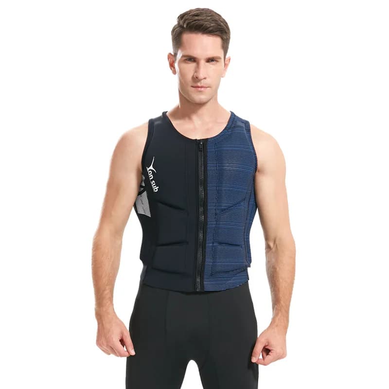 Giubbotto di salvataggio Giubbotto di galleggiamento per sport acquatici Nuoto per adulti Surf Sci Barche di salvataggio Alla deriva Aiuto per la pesca Abbigliamento Neoprene Zip Up