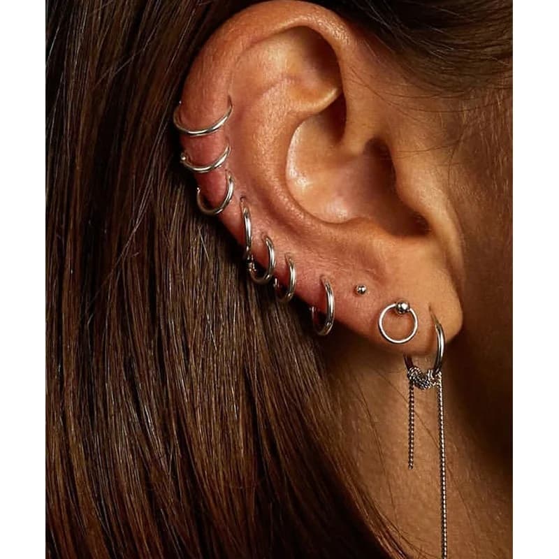 6 pcs/lot Stainless Steel Simple Metal Circle Small Round Earrings for Women Girls Girls Geometric Round Earrings
