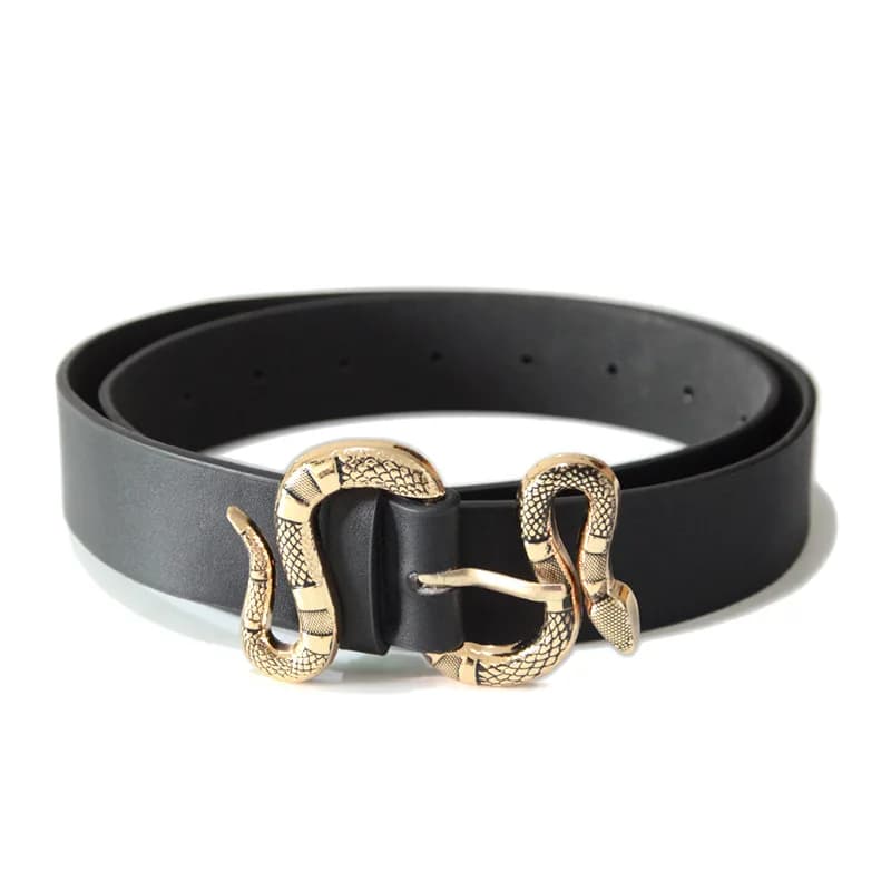 Cintura in pelle con fibbia a serpente dorato Cintura fresca Cinture in pelle PU punk Accessori per abbigliamento da donna Cintura di lusso per abito jeans
