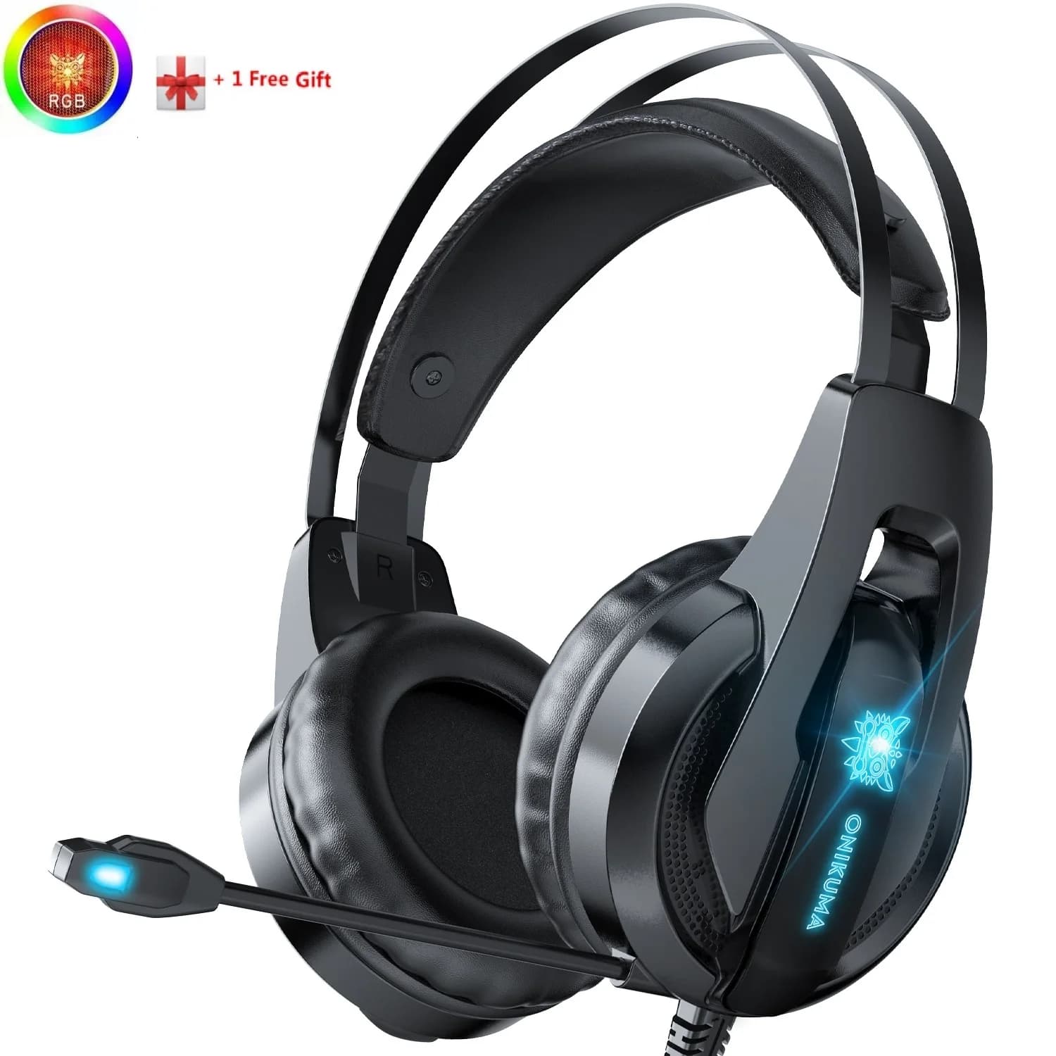 ONIKUMA K16 headphones game headphones wired USB microphone with Computer Mac OnePS4 RGB Light PC Gamer Laptop