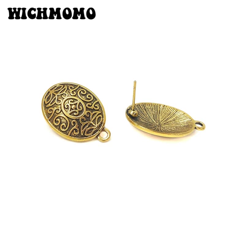 Nuovo 6 pz 26*18mm Retro Placcato Oro In Lega di Zinco Ovale Orecchino Base Connettori Linkers per Orecchino FAI DA TE Accessori di Gioielli