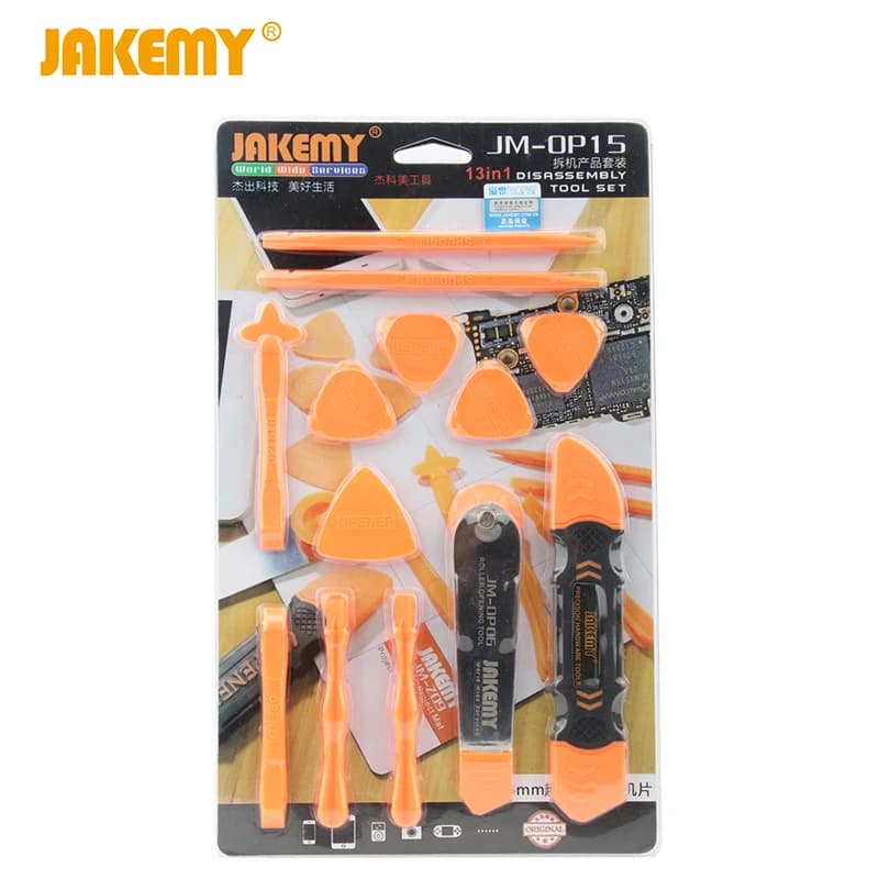 JAKEMY 13 in 1 Strumenti di riparazione per apertura a leva per smartphone per iPhone iPad Samsung Tablet Set di strumenti per smontaggio schermo LCD per telefono cellulare