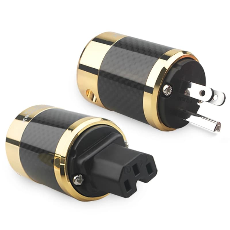 HiFi Carbon Fiber Power Plug Cord Red Copper IEC Connector EU / US Version Audio Adapter
