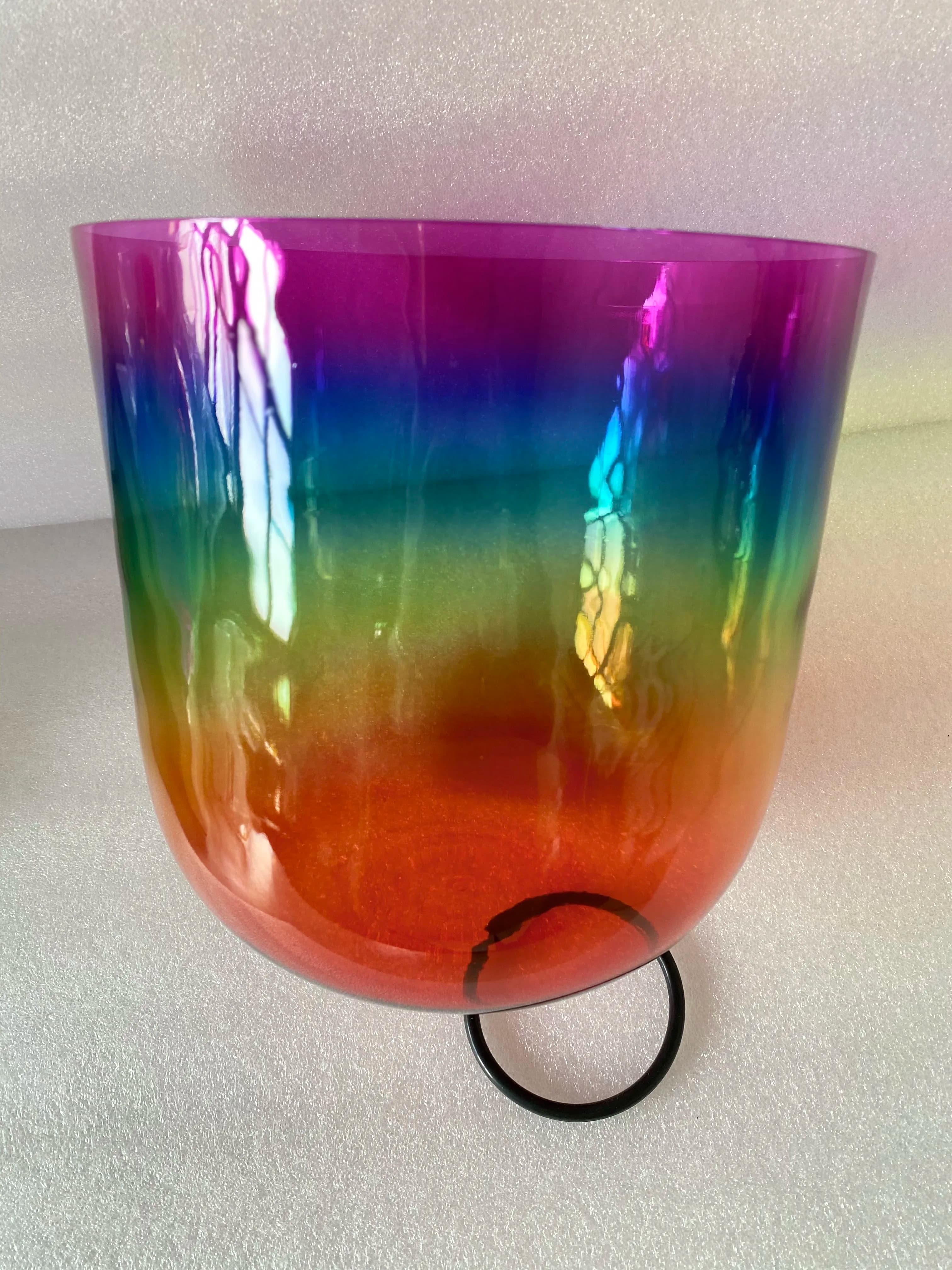 7charkas colors Crystal singing bowl 432Hz 3rd octave E note solar plexus or F note Heart charka about 7.5" energy chakras