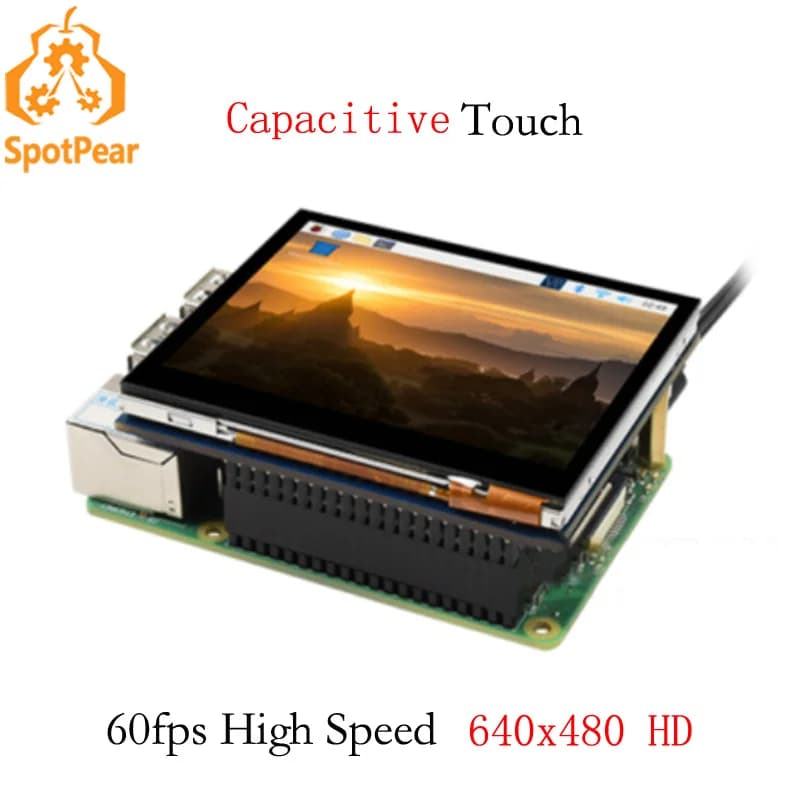 Display touchscreen capacitivo Raspberry Pi da 3.5 pollici, DPI, display touchscreen da 640 × 480 3.5 pollici
