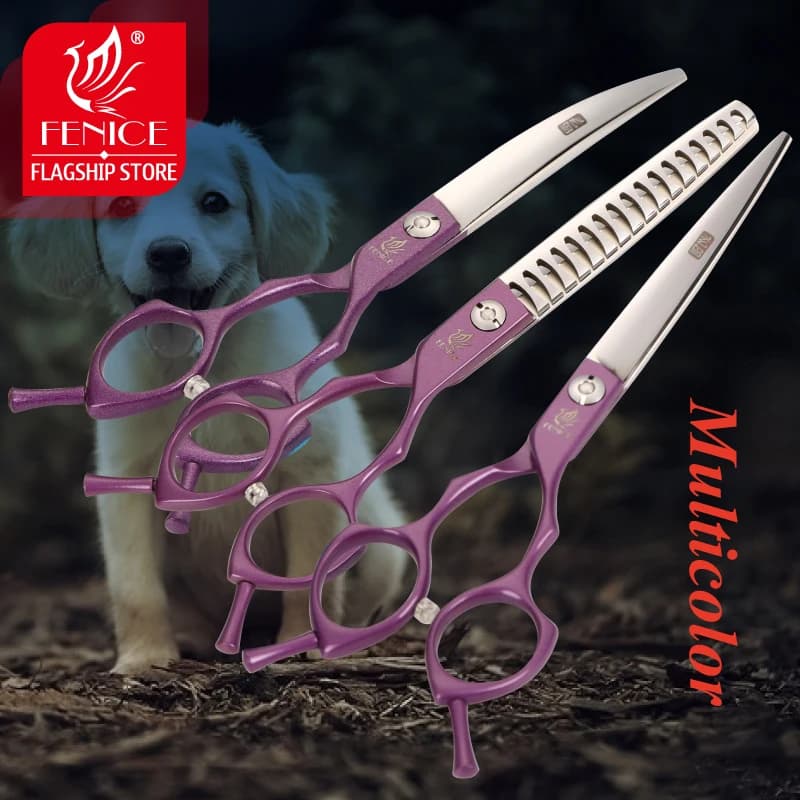 Fenice Jp440c 6.5/7 Inch Set di forbici per toelettatura per animali domestici Set di cesoie per toelettatura per cani dritte e diradamento e curve Set di toelettatura per cani Teddy Dog Grooming Grooming