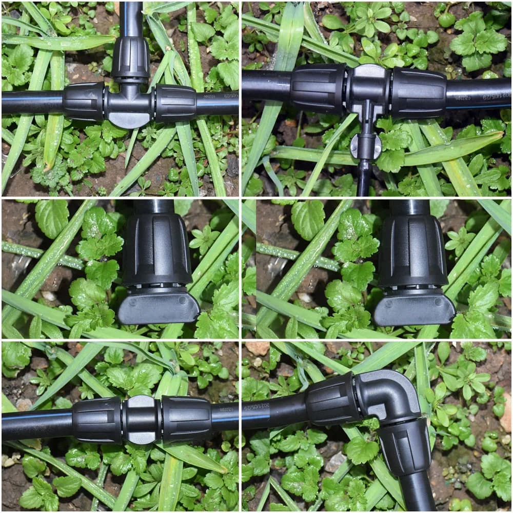 Connettori per Tubi PE da 16mm: Raccordi a T, Gomiti e Tappi Terminali ​ Giunti con dado di bloccaggio 1/2'' x 1/4'' per tubo da 6mm, raccordo ridotto a barb per irrigazione agricola